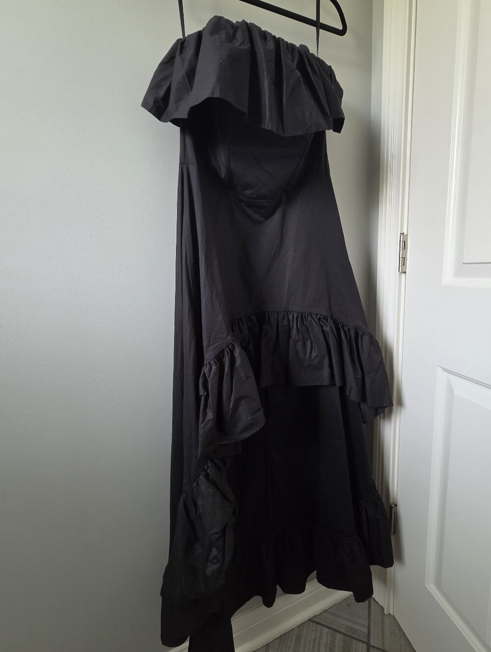 Strapless High-Low Black Ruffled Women’s Dress